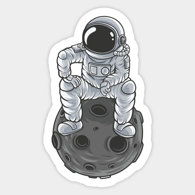 Astronaut on the Moon - Astronaut Suit - Spaceman Sticker by edwardechoblue